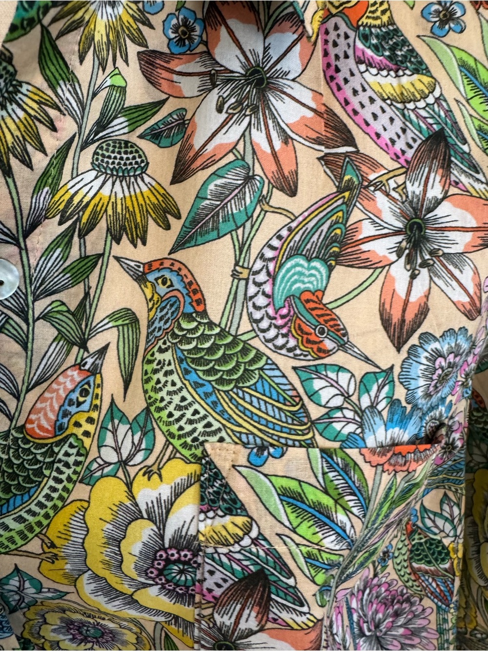 NWT J. Jill Love Linen Women Medium Shirt Floral, Birds 🐞Long Sleeve Button Up - Picture 3 of 8